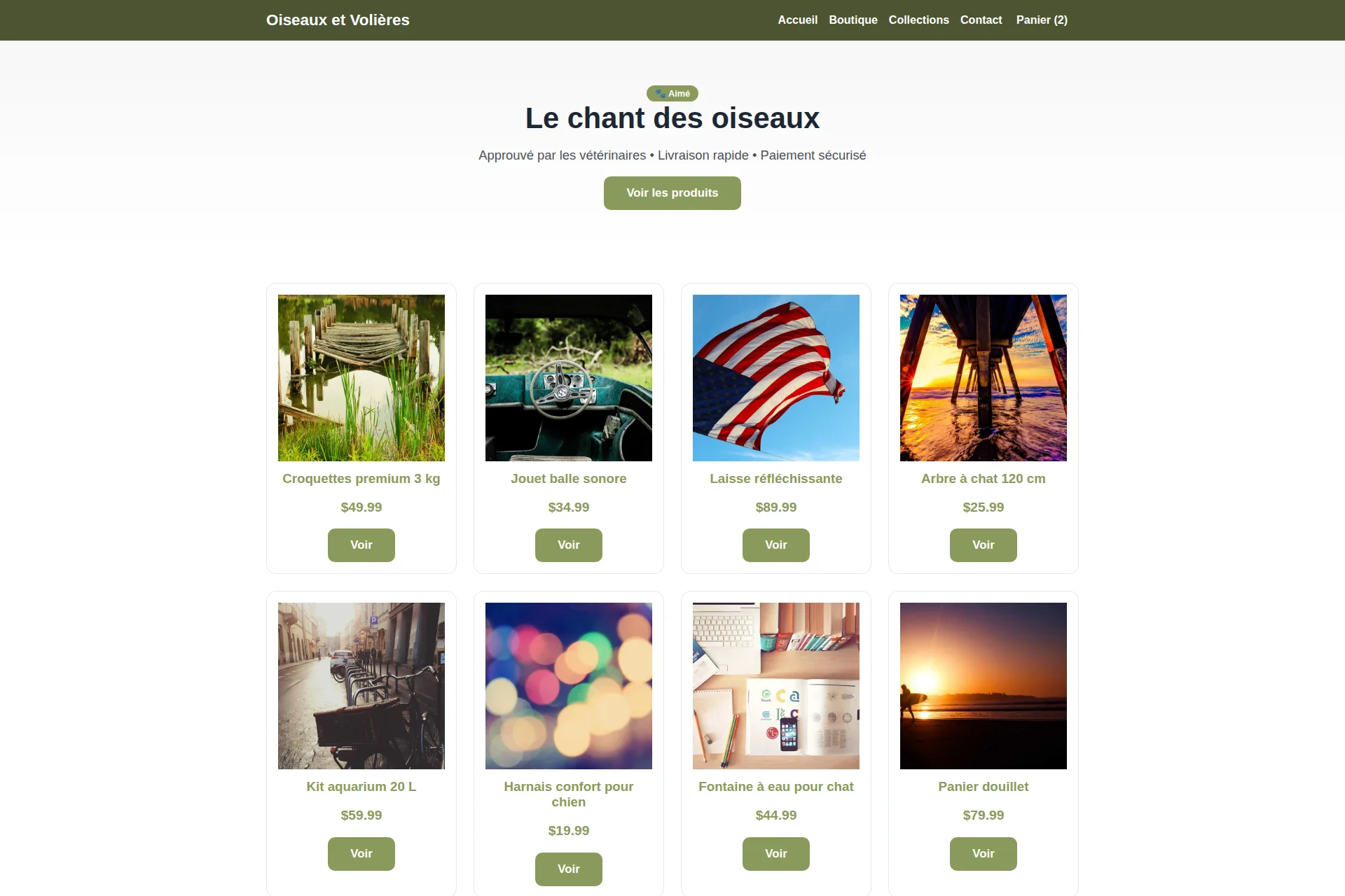 Shopify Theme — Oiseaux et Volières